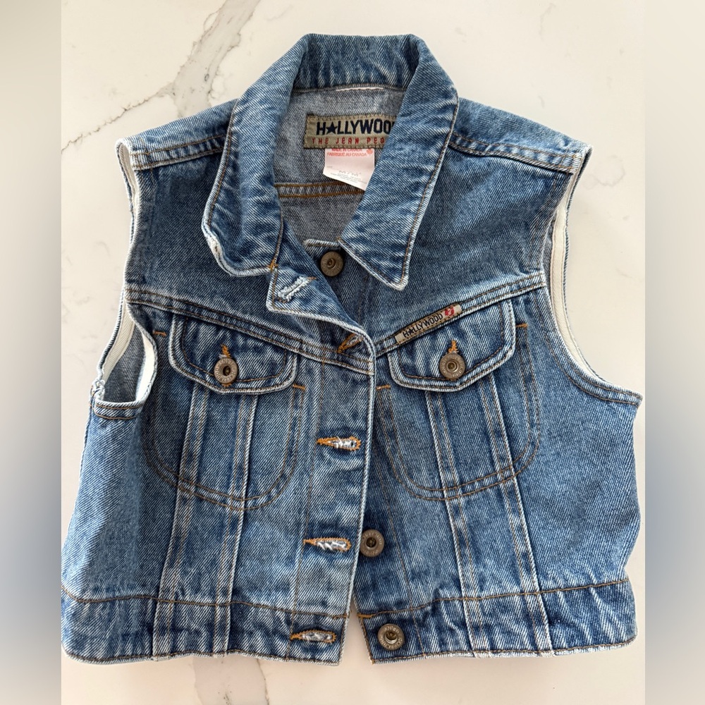 Vintage Hollywood Jeans 100% Cotton Made in Canada Cropped Denim Vest